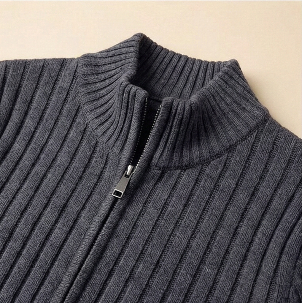 Heritage Zip Knit Sweater – Dark Grey