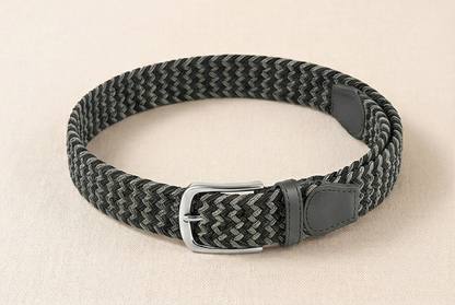 Braided Stretch Belt - Grey &  Onyx Black