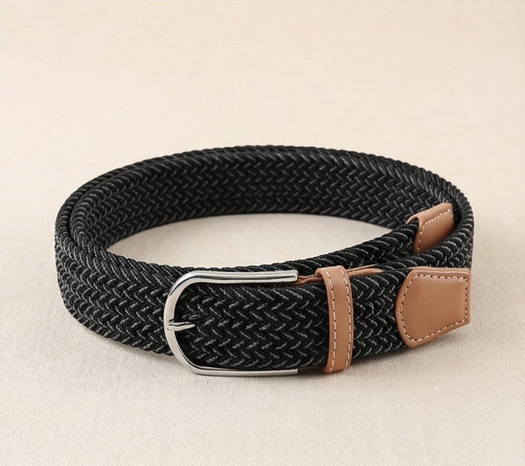Braided Stretch Belt – Heritage (Black & Grey)
