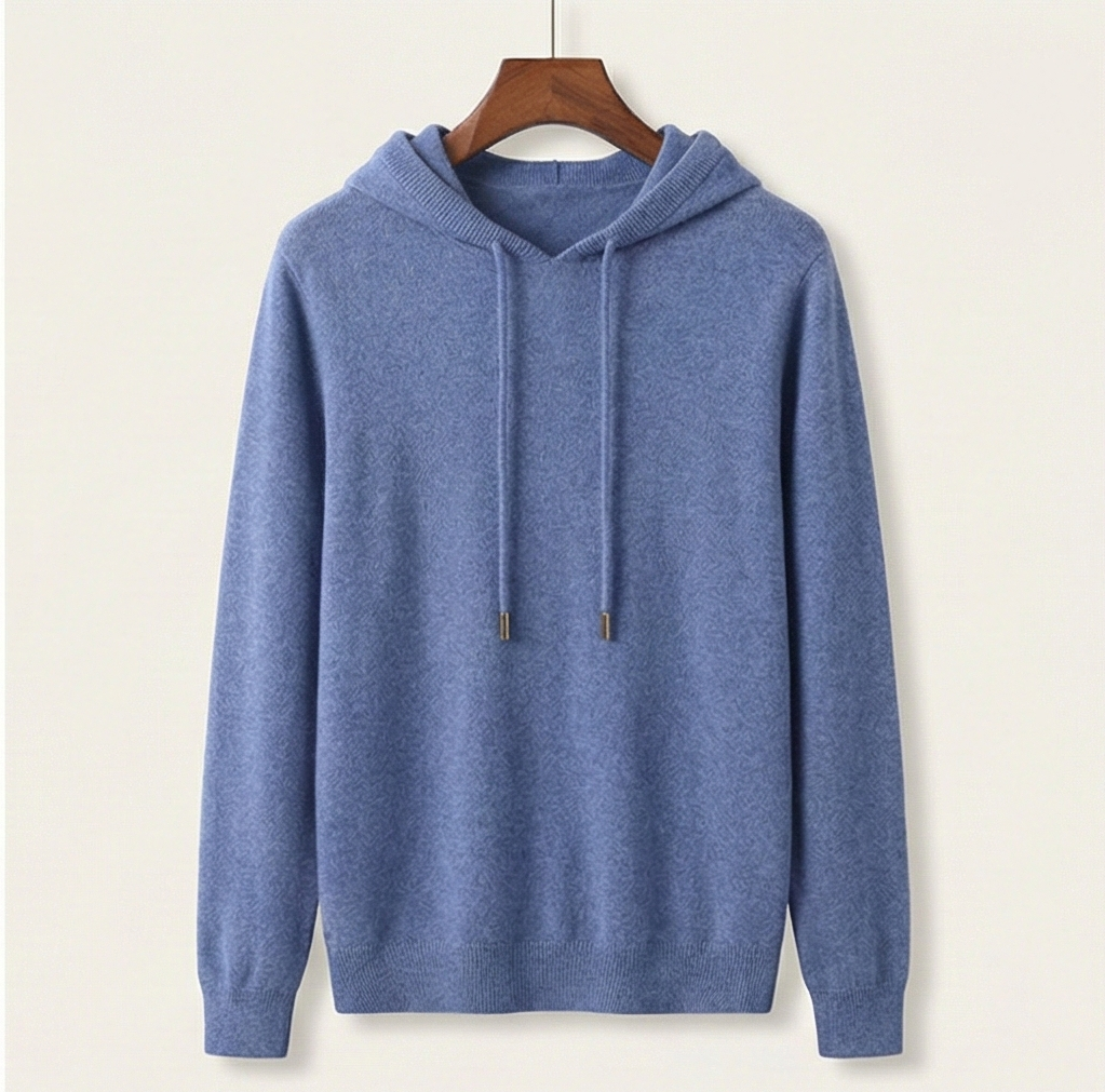 Gentry Cashmere-Inspired Hoodie - Blue