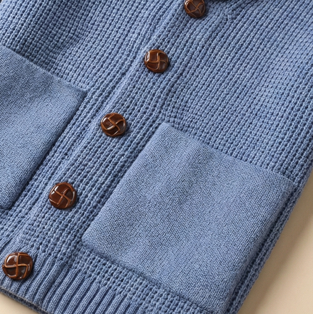 Heritage Buttoned Cardigan – Ice Blue