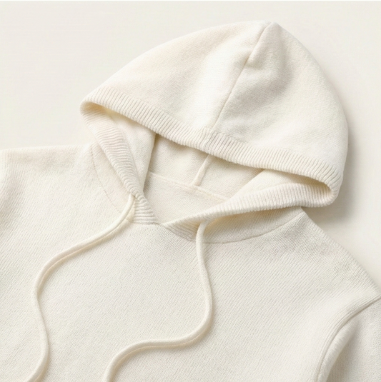 Gentry Cashmere-Inspired Hoodie - Cream White