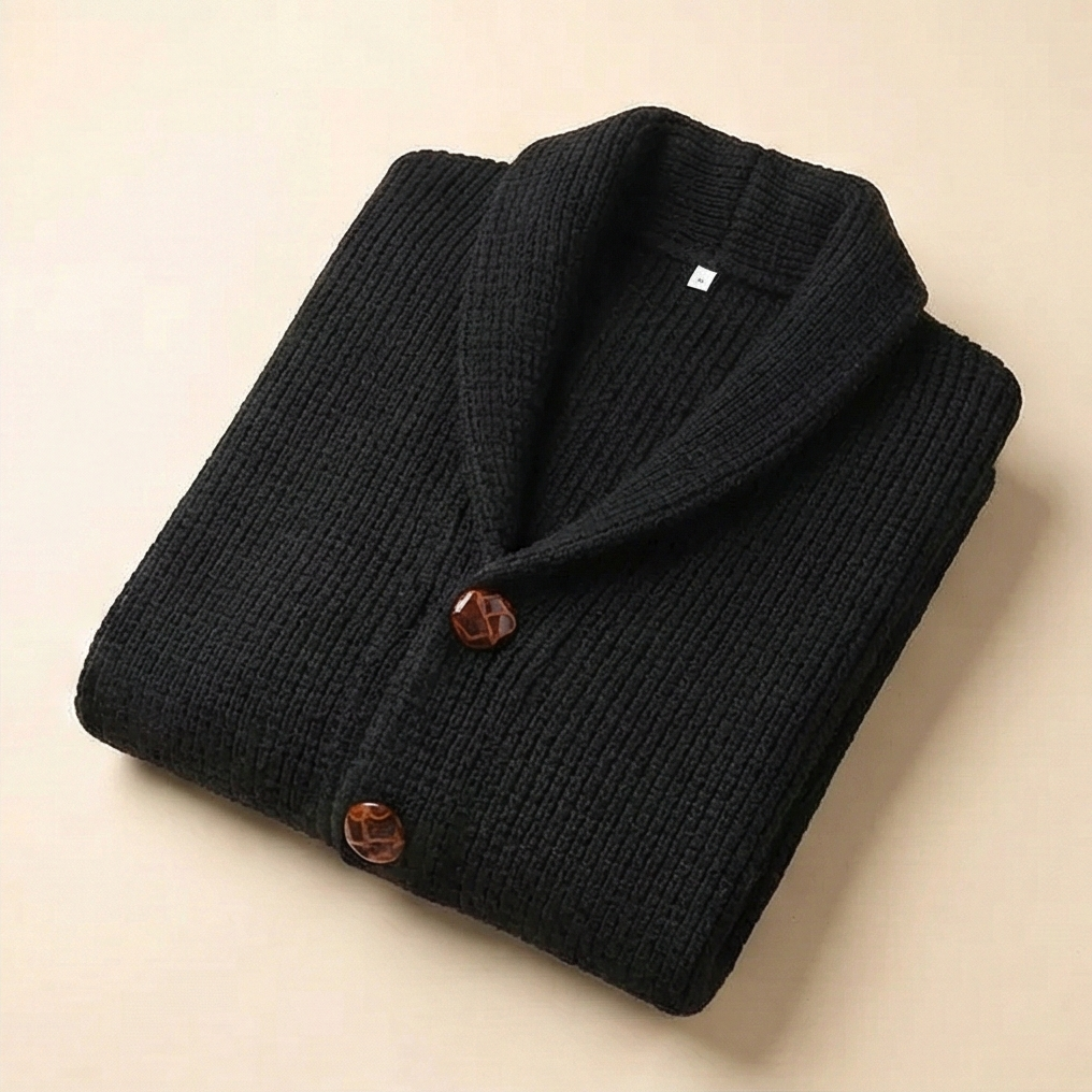 Heritage Buttoned Cardigan – Midnight Black