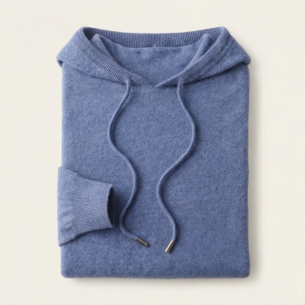 Gentry Cashmere-Inspired Hoodie - Blue
