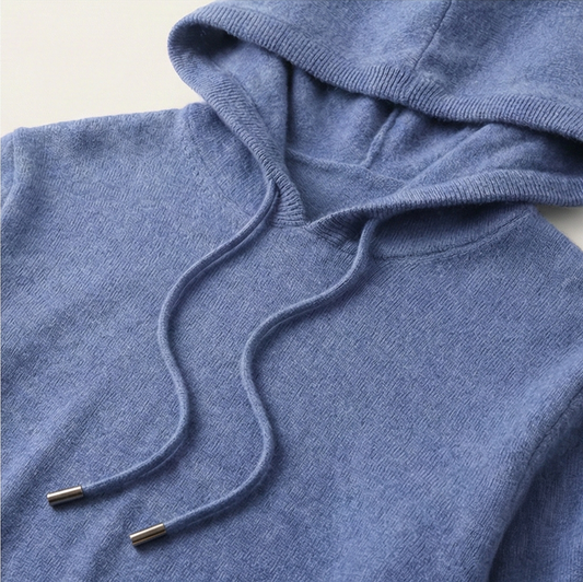 Gentry Cashmere-Inspired Hoodie - Blue