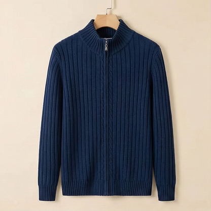 Heritage Zip Knit Sweater – Oxford Blue