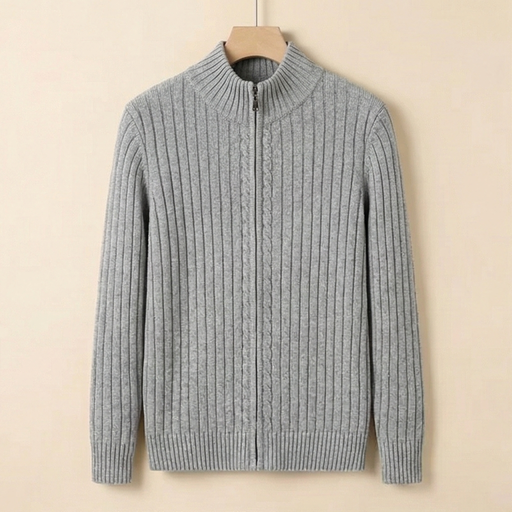 Heritage Zip Knit Sweater – Grey