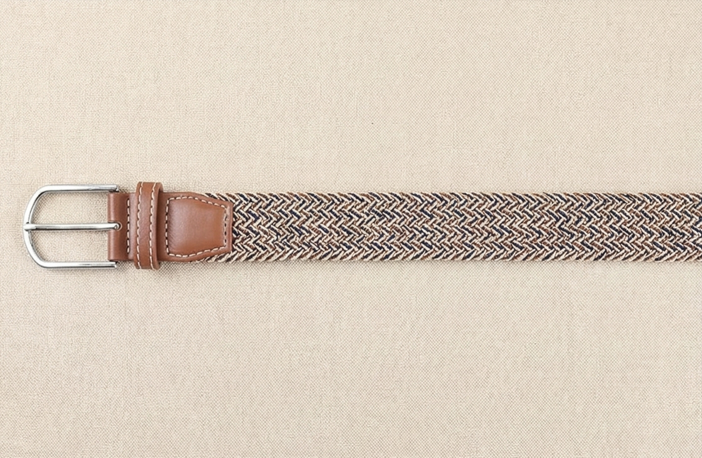 Braided Stretch Belt – Heritage (Brown-Beige & Navy)