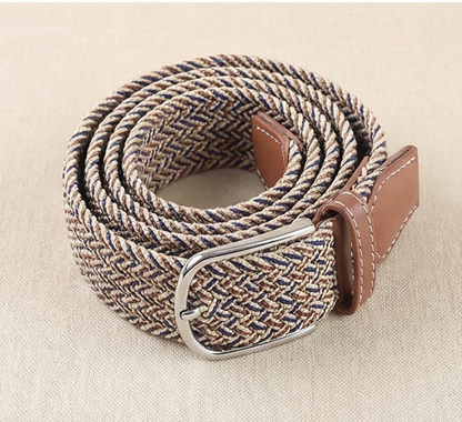 Braided Stretch Belt – Heritage (Brown-Beige & Navy)