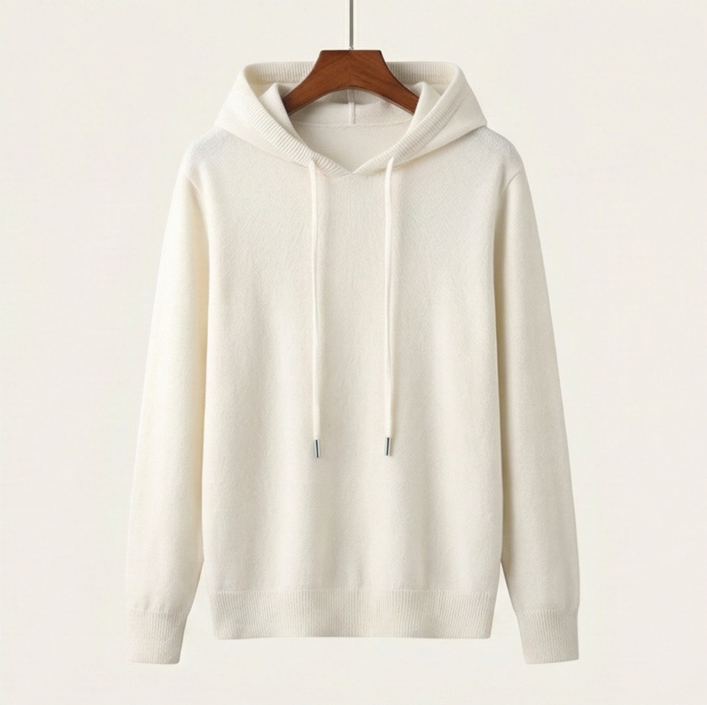 Gentry Cashmere-Inspired Hoodie - Cream White