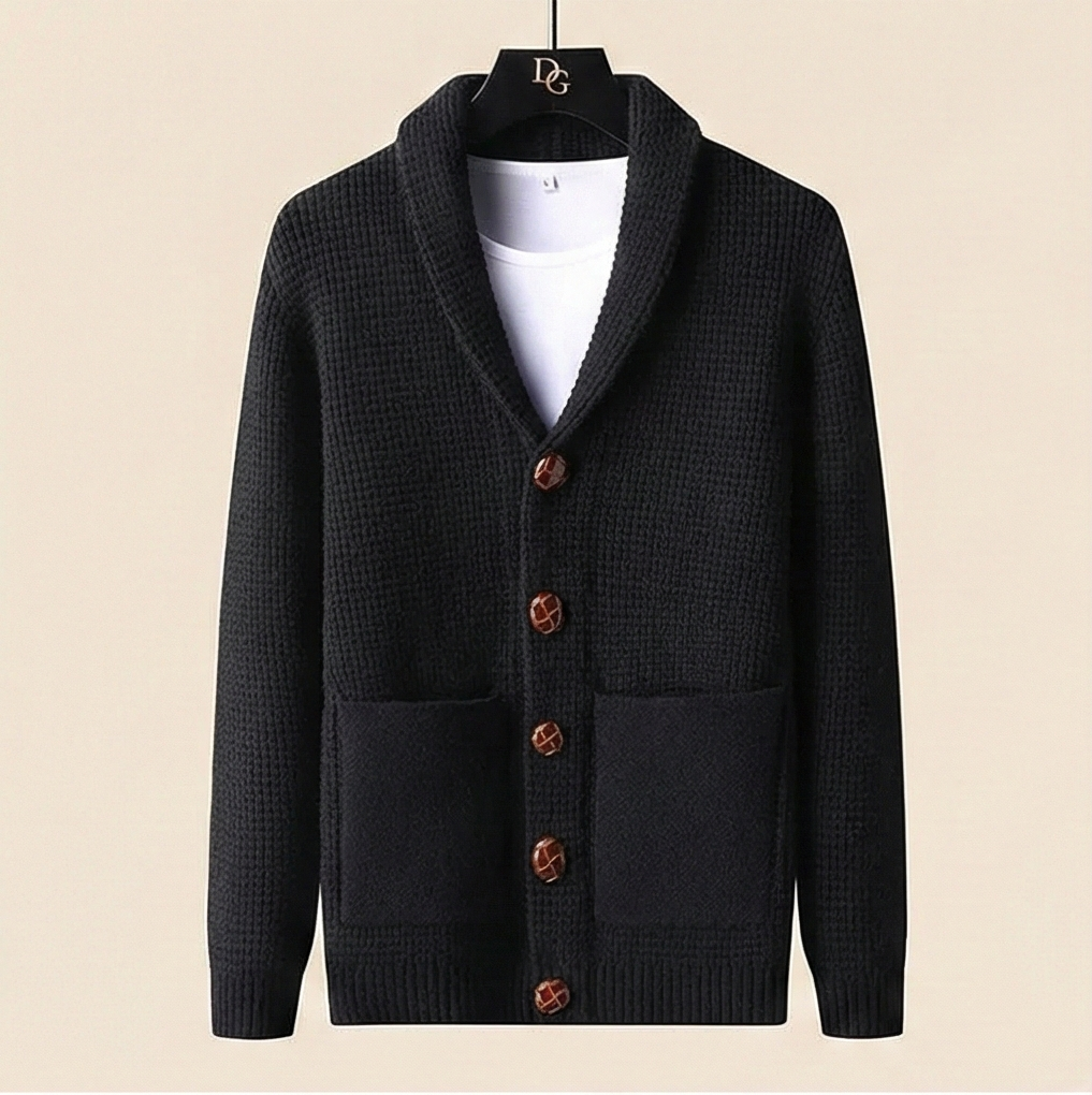 Heritage Buttoned Cardigan – Midnight Black