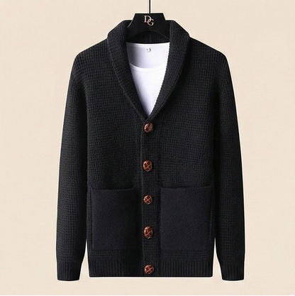 Heritage Buttoned Cardigan – Midnight Black