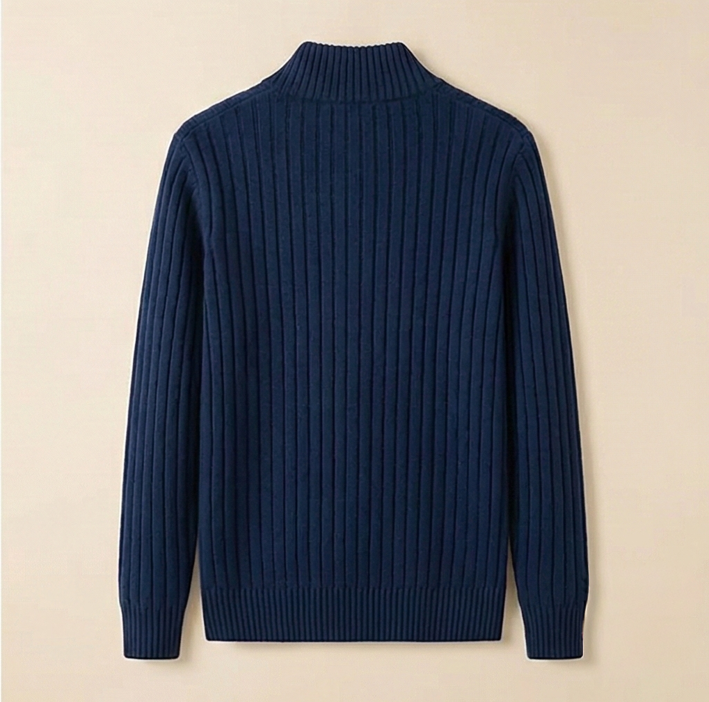 Heritage Zip Knit Sweater – Oxford Blue