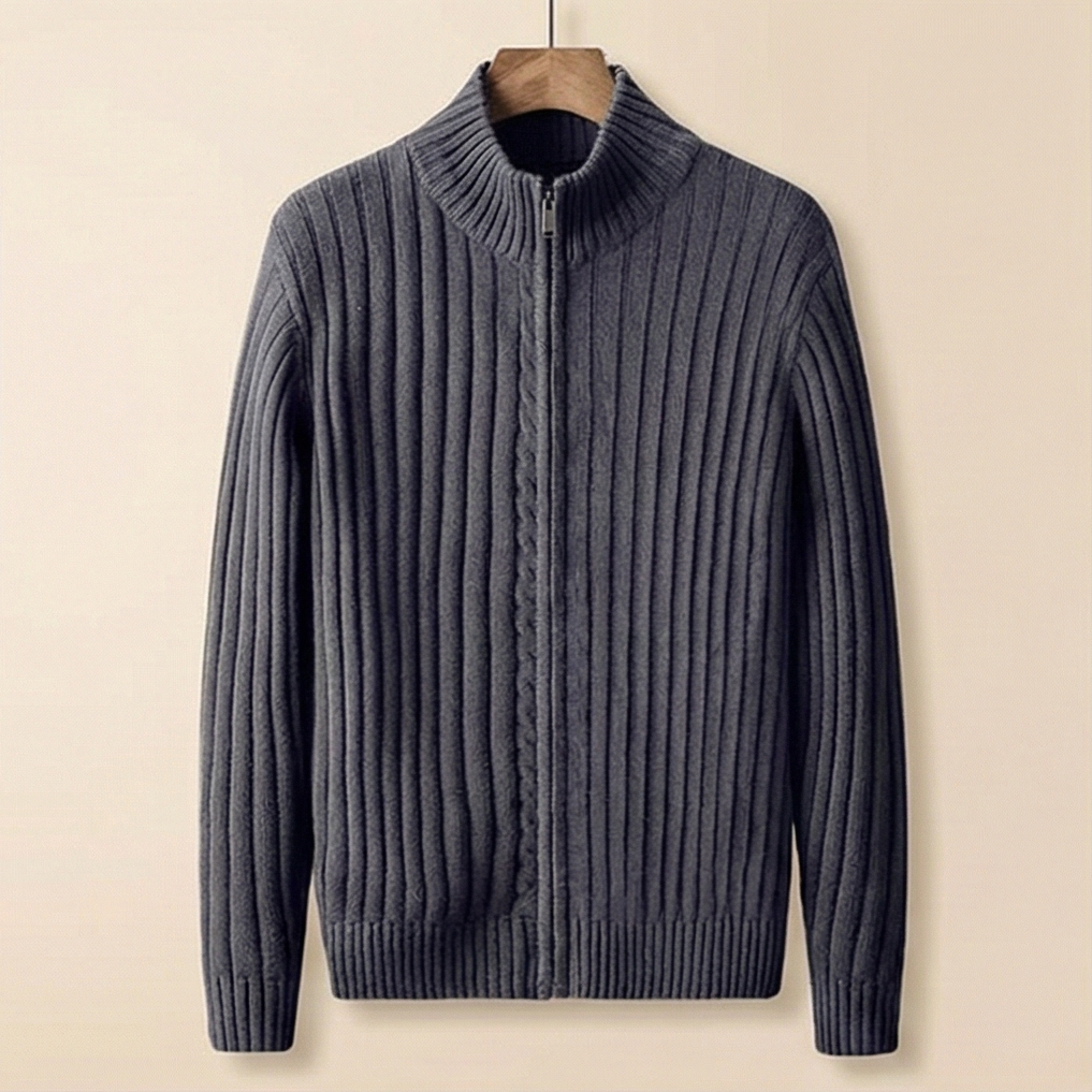 Heritage Zip Knit Sweater – Dark Grey